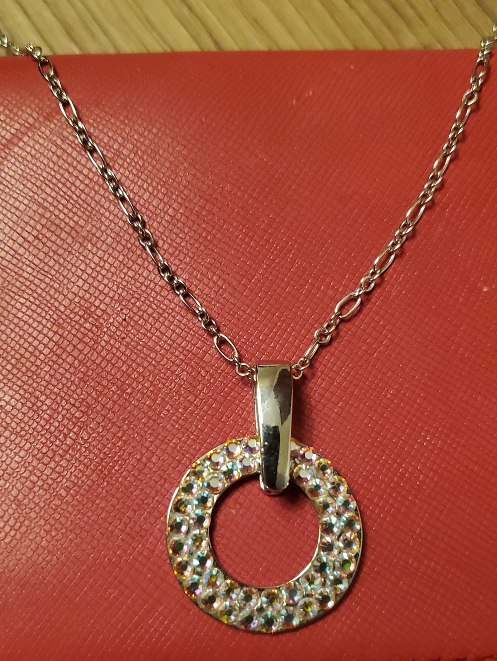 Vintage Butler Signed Silver Crystal Halo Pendant Necklace - Multicolor
